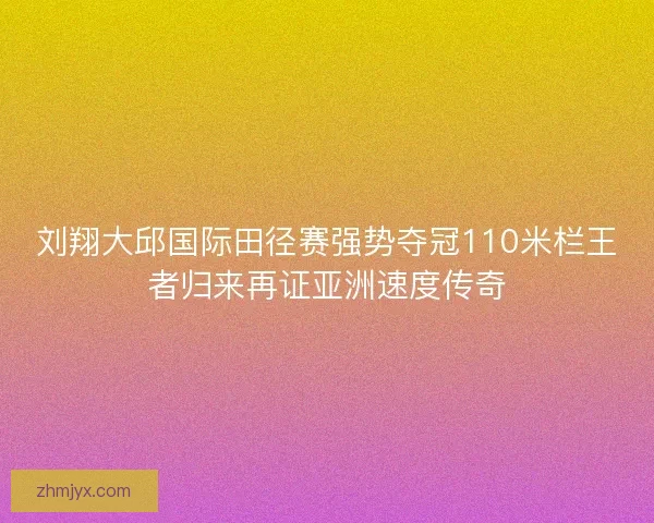 刘翔大邱国际田径赛强势夺冠110米栏王者归来再证亚洲速度传奇